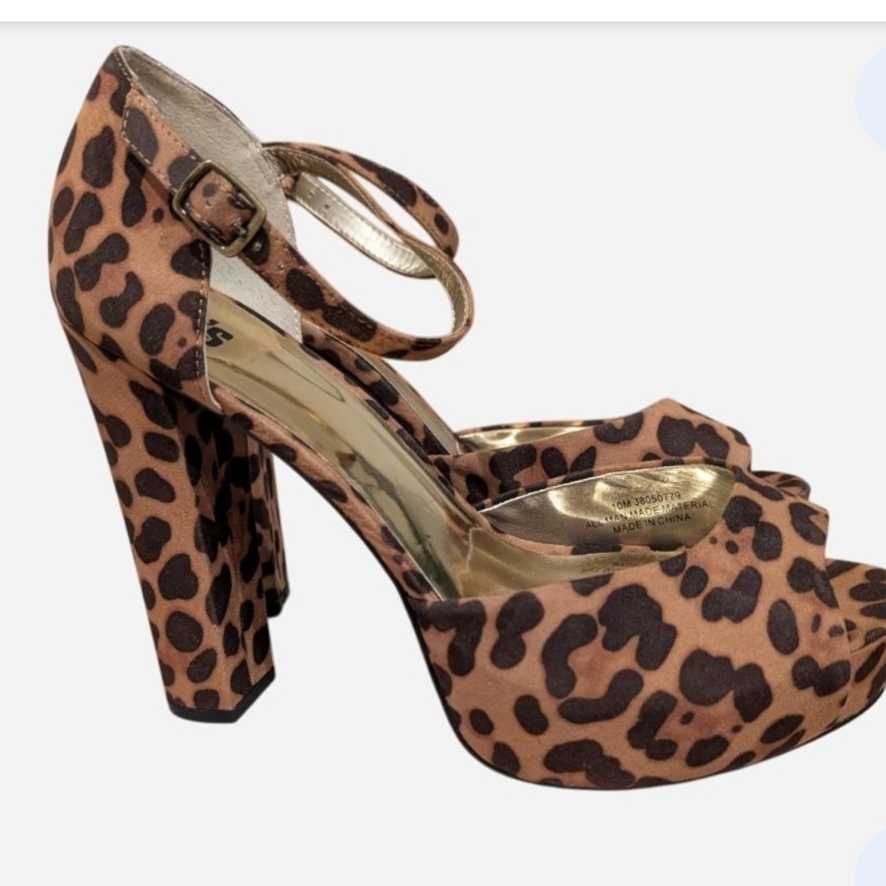 Pre- owned Stylish Leopard Print Peep Toe Heels